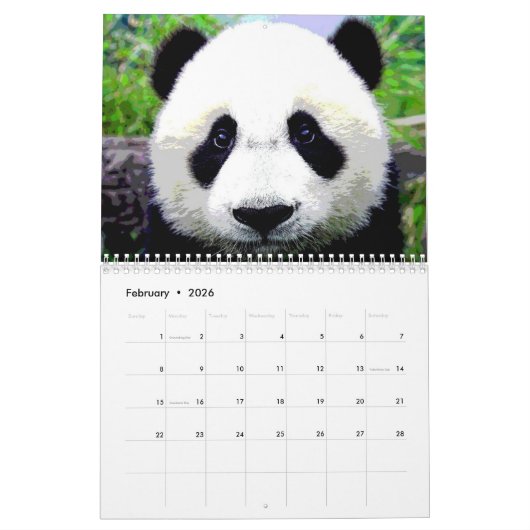 Calendrier Mural Panda (Feb 2026)