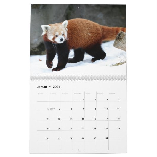 Calendrier Mural Pandas (Jan 2026)