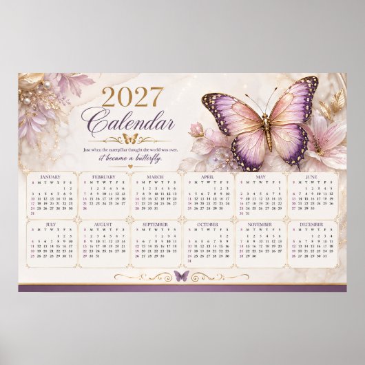Calendrier mural papillon 2027 Poster (Devant)