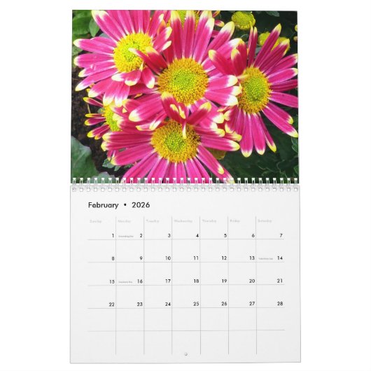Calendrier mural par mois avec fleurs (Feb 2026)