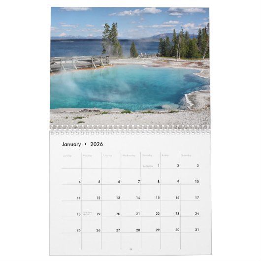 Calendrier Mural Parc national de Yellowstone (Jan 2026)