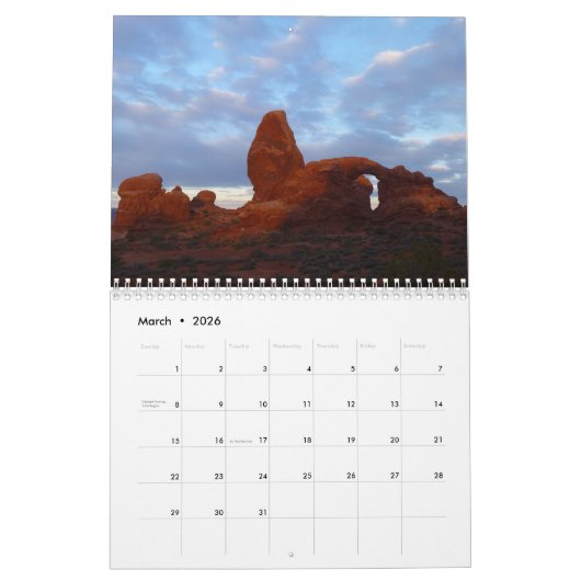 Calendrier Mural Parcs nationaux Sunrise et Sunsets (Mar 2026)