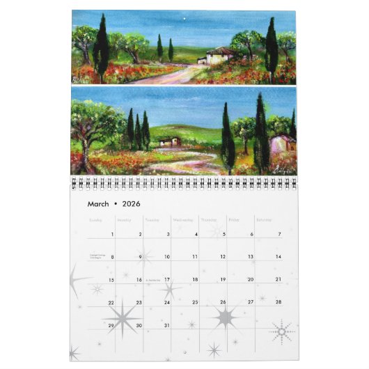 CALENDRIER MURAL PAYSAGES TOSCANES COLLECTION D'ART FIN 2017 (Mar 2026)
