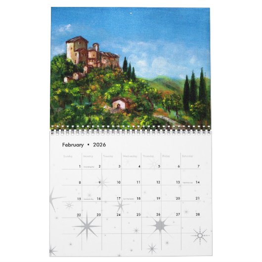 CALENDRIER MURAL PAYSAGES TOSCANES COLLECTION D'ART FIN 2017 (Feb 2026)