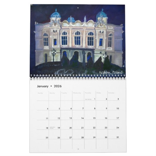 Calendrier Mural Peintures Architecture européenne (Jan 2026)