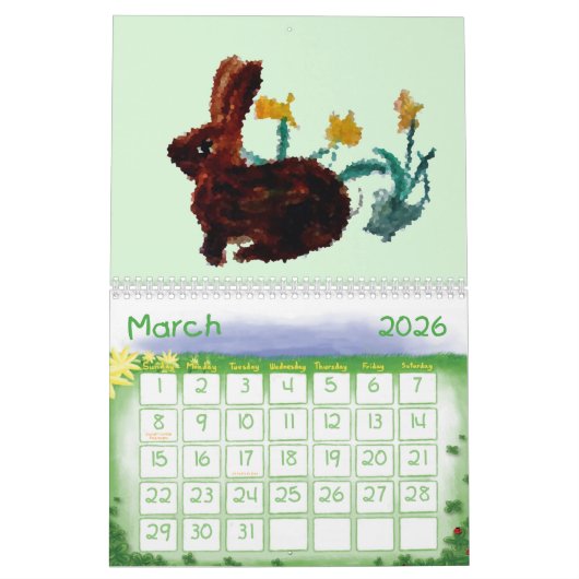 Calendrier Mural Peintures en verre d'art animal Animaux domestique (Mar 2026)