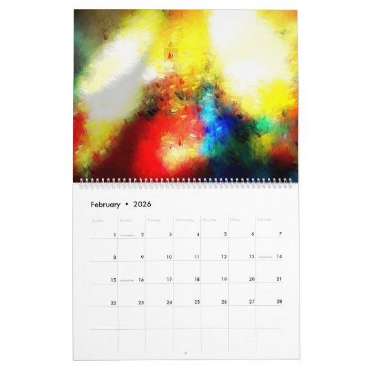 Calendrier Mural Peintures numériques Ordinateur Abstrait (Feb 2026)