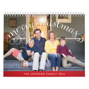 Calendrier Mural Photo de famille Joyeux Noël Rouge