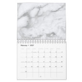 Calendrier Mural Pierre Rose or minimaliste en marbre blanc gris ar (Feb 2027)