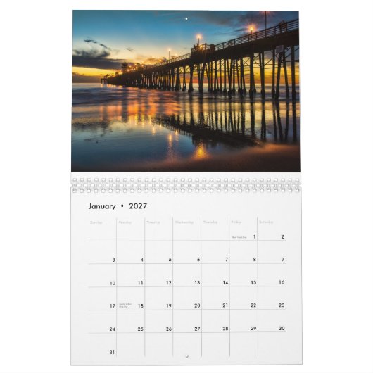 Calendrier Mural Pilier d'Oceanside au coucher du soleil (Jan 2027)