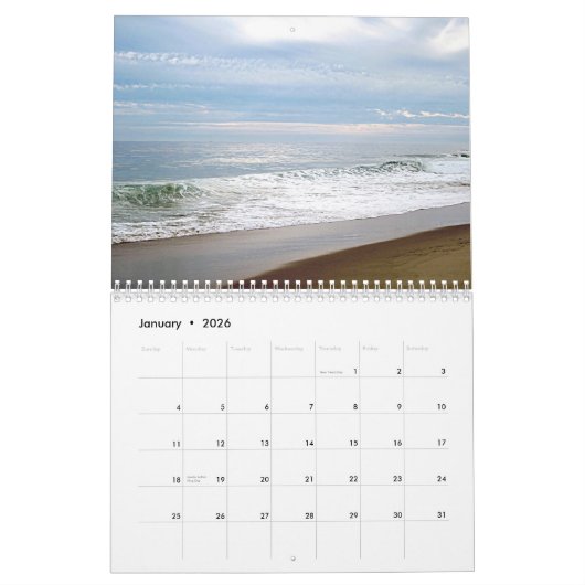 Calendrier Mural Plages (Jan 2026)