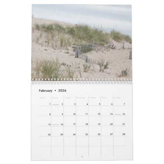 Calendrier Mural Plages (Feb 2026)