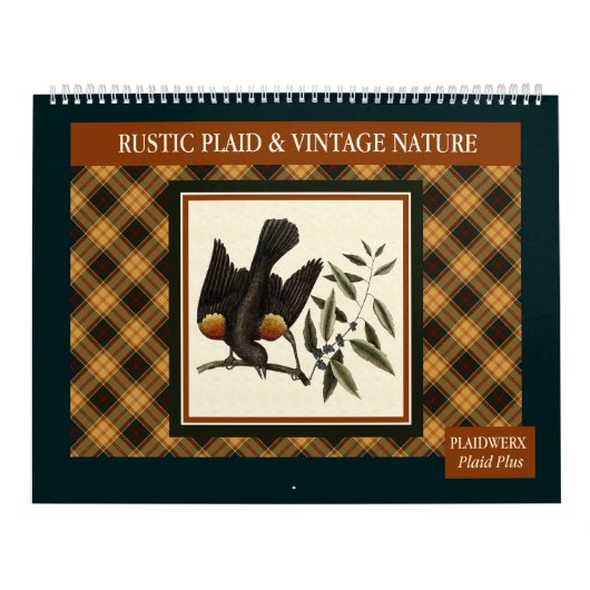 Calendrier Mural Plaid rustique et nature Vintage 2026 (Protection)