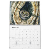 Calendrier Mural Plans rapprochés de peintures de hiboux (Mar 2027)