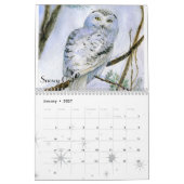 Calendrier Mural Plans rapprochés de peintures de hiboux (Jan 2027)