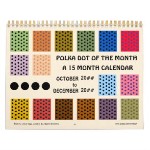 Calendrier Mural Point Polka Du Mois - 15 Mois - Customisé