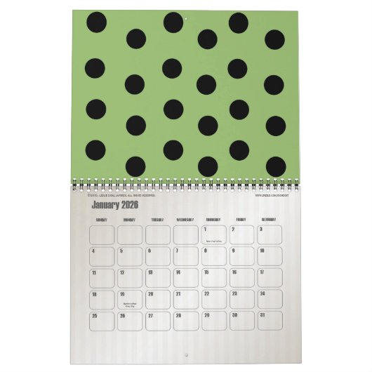 Calendrier Mural Point Polka Du Mois - 15 Mois - Customisé (Jan 2026)