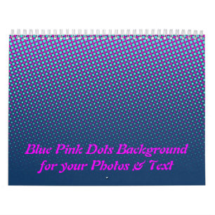 Calendrier Mural Points amusants Motif bleu rose + vos photos & tex