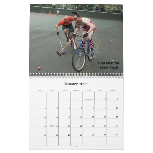 Calendrier Mural Polo de bicyclette de Hardcourt - customisé (Jan 2026)