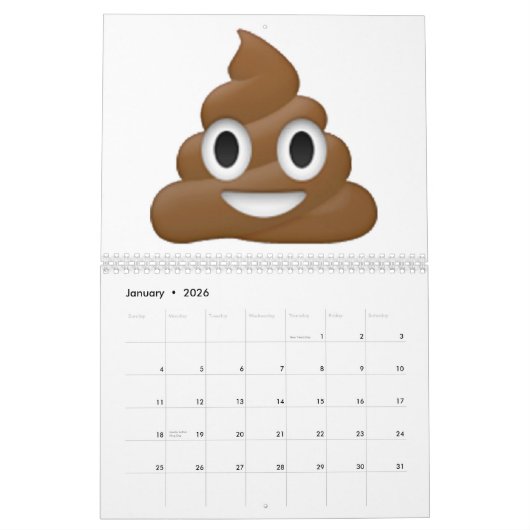 Calendrier Mural Poop - Emoji (Jan 2026)