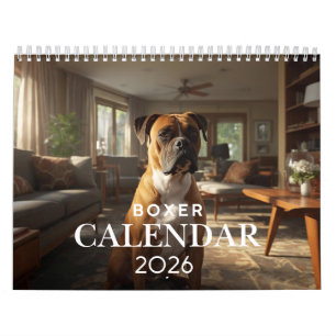 Calendrier mural pour chien Boxer 2026 Calendrie