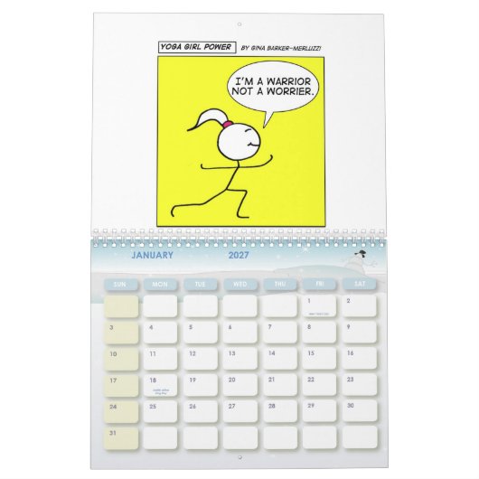 Calendrier Mural Puissance de fille de yoga "toute l'année " (Jan 2027)