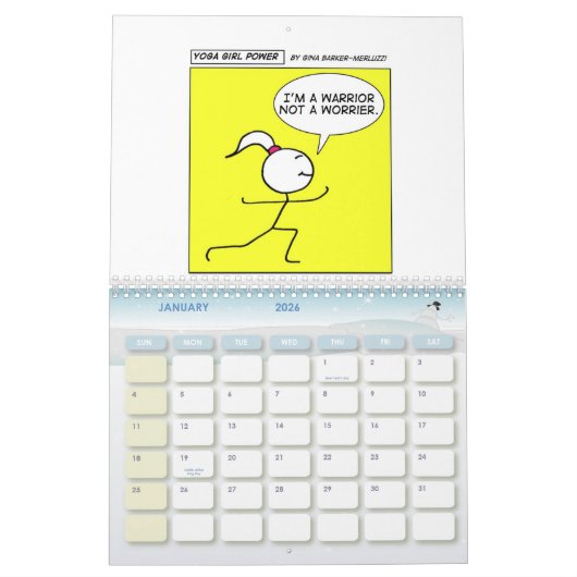 Calendrier Mural Puissance de fille de yoga "toute l'année " (Jan 2026)