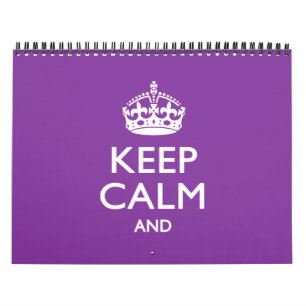 Calendrier Mural Purple Mondial CONSERVEZ CALME ET votre texte