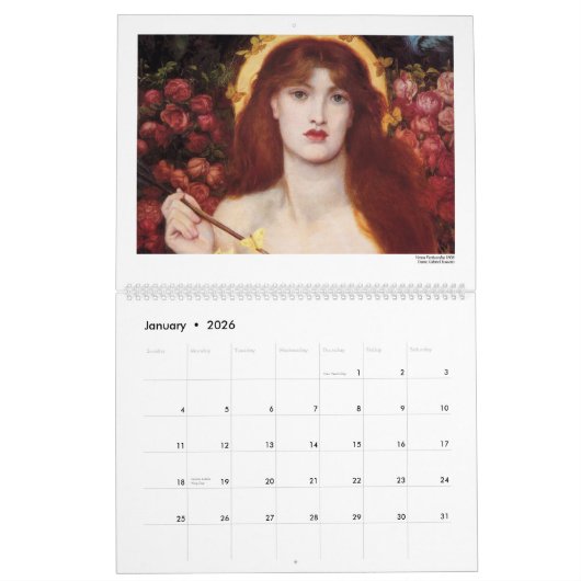 Calendrier Mural Redheads in Fine Art 2026 (Jan 2026)