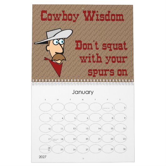 Calendrier Mural Sagesse de cowboy (Jan 2027)