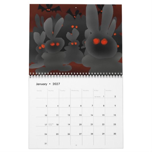 Calendrier Mural Saisons avec les lapins Vampire de Mars! (Jan 2027)