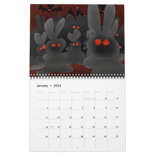 Calendrier Mural Saisons avec les lapins Vampire de Mars! (Jan 2026)