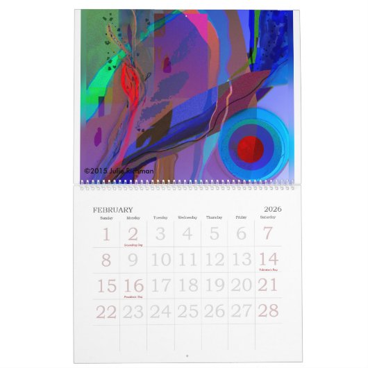 Calendrier Mural Soustrayez tout le nouvel art numérique par Julie (Feb 2026)