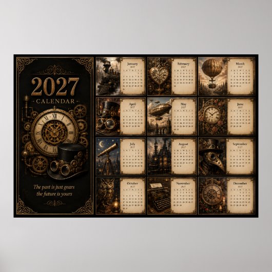Calendrier mural Steampunk 2027 Poster (Devant)