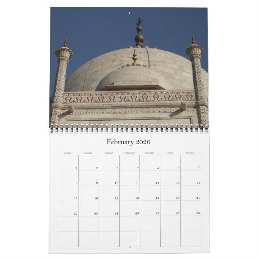 Calendrier Mural taj mahal 2026 (Feb 2026)