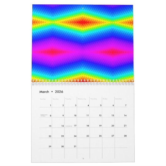 Calendrier Mural Teinture à cravate arc-en-ciel (Mar 2026)