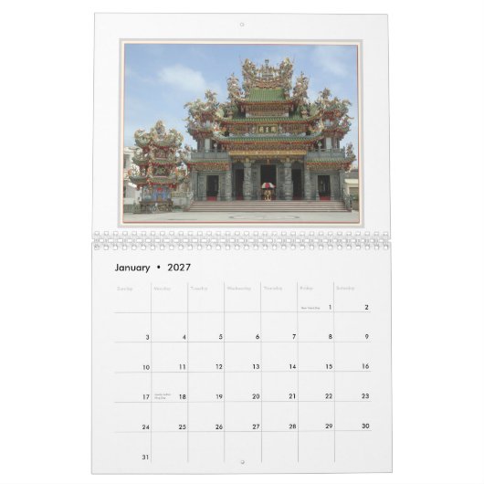 Calendrier Mural Temples de Taïwan (Jan 2027)