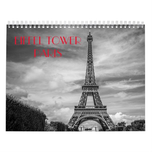 Calendrier Mural Tour Eiffel Paris Noir & Blanc (Protection)