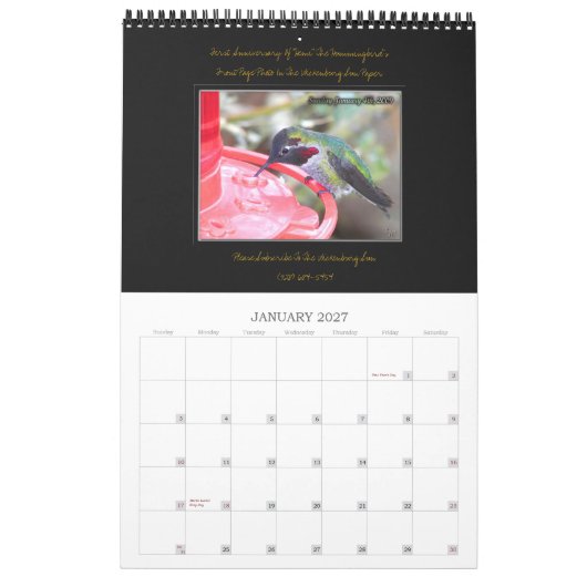 Calendrier Mural Tué par Zazzle. Order~ ~Special (Jan 2027)
