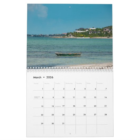 Calendrier mural Turks & Caicos (Mar 2026)