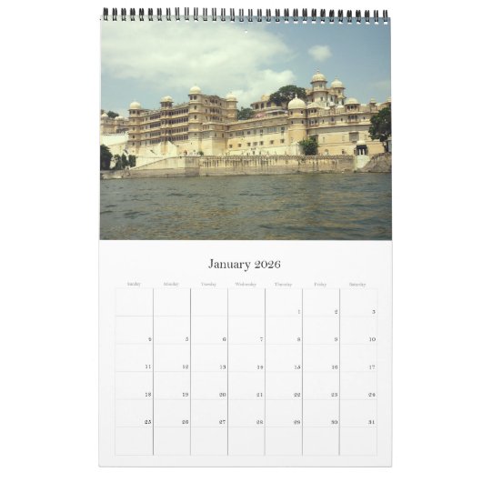 Calendrier Mural udaipur, Inde (Jan 2026)