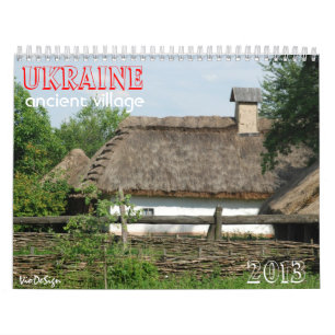 Calendrier Mural Village_calendar antique de l'UKRAINE