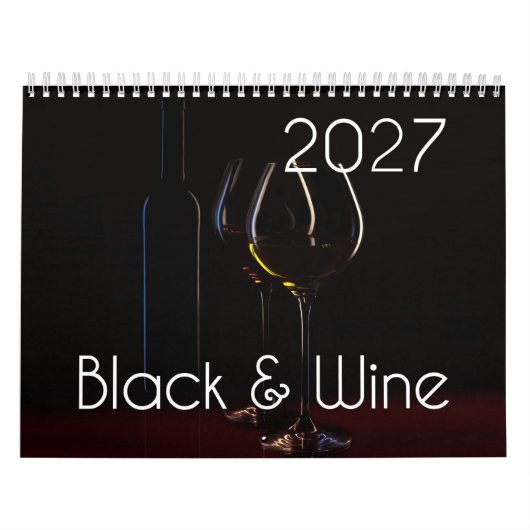 Calendrier mural vin 2027 - Noir & Vin (Protection)