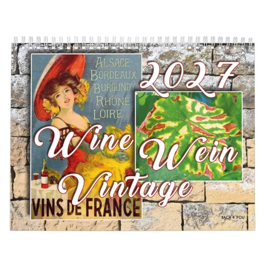 Calendrier mural vin 2027 - Vin vintage (Protection)