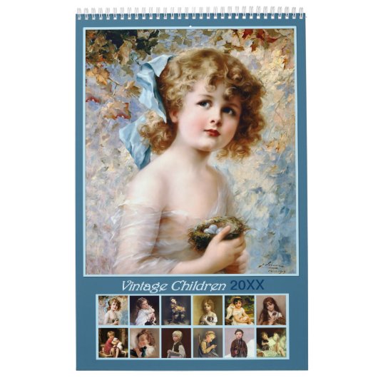 Calendrier mural Vintage pour enfants 2021 (Protection)