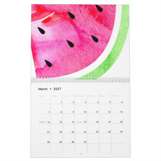 Calendrier Mural Watercolor Watermelon (Mar 2027)