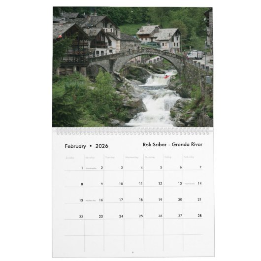 Calendrier Mural Whitewater 2016 (Feb 2026)