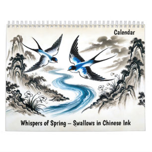 Calendrier Murmures de Printemps – Hirondelles à l'encre de C