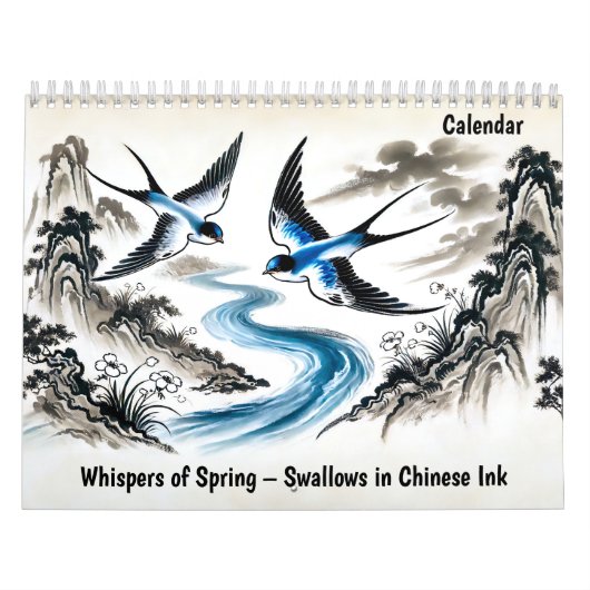 Calendrier Murmures de Printemps – Hirondelles à l'encre de C (Protection)