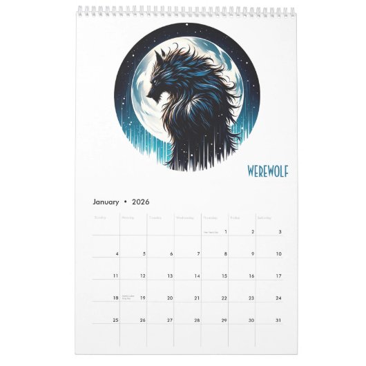 Calendrier Mystical Beast and Legends (Jan 2026)